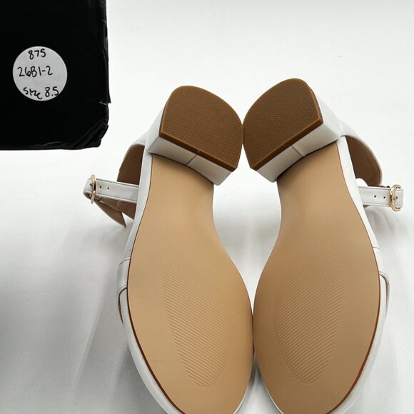 XYD White Open Toe Strappy Low Block Heel Sandal Ankle Strap Buckled Shoes - Picture 6 of 6